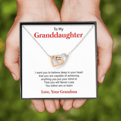To My Granddaughter - Forever Love From Grandma - Interlocking Hearts Necklace