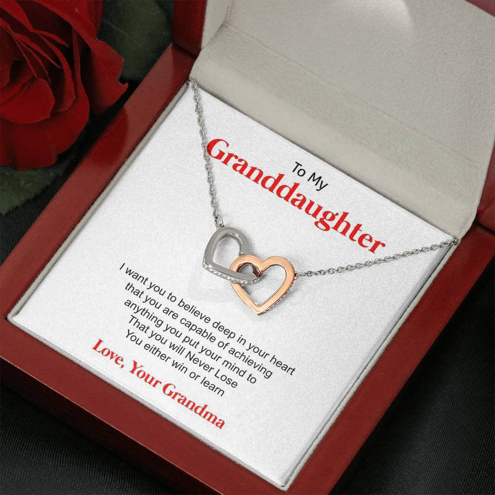 To My Granddaughter - Forever Love From Grandma - Interlocking Hearts Necklace