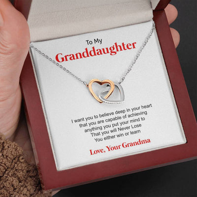 To My Granddaughter - Forever Love From Grandma - Interlocking Hearts Necklace
