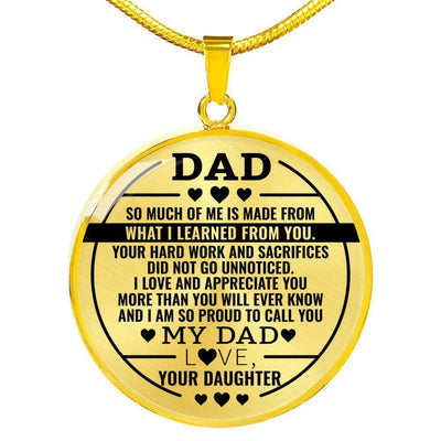 Proud To Call You My Dad Necklace - Circle Pendant Necklace Gift For Father's Day