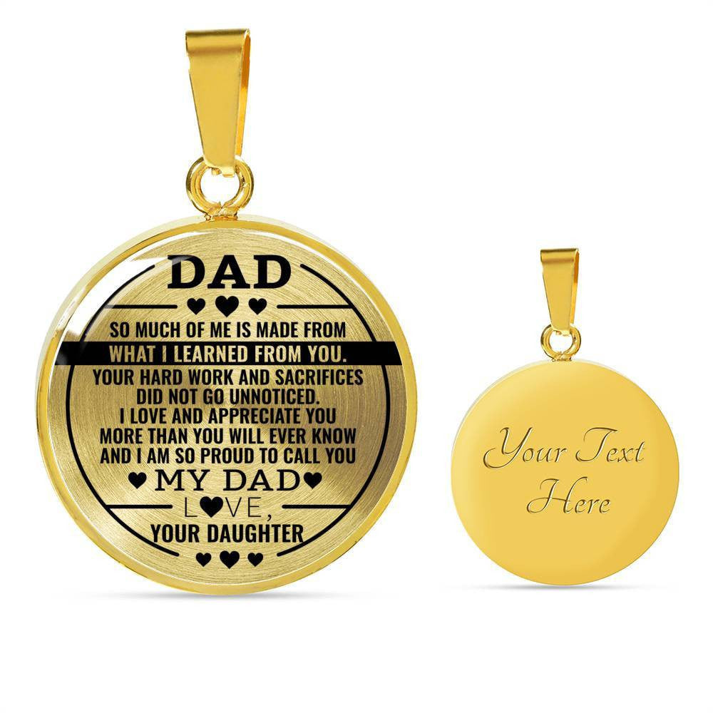 Proud To Call You My Dad Necklace - Circle Pendant Necklace Gift For Father's Day