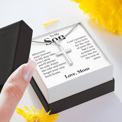 To My Son - I Pray You'll Always Be Safe, Love You For The Rest Of Mine- Special Gift For Son From Dad Mom - Cross Necklace Gift Idea