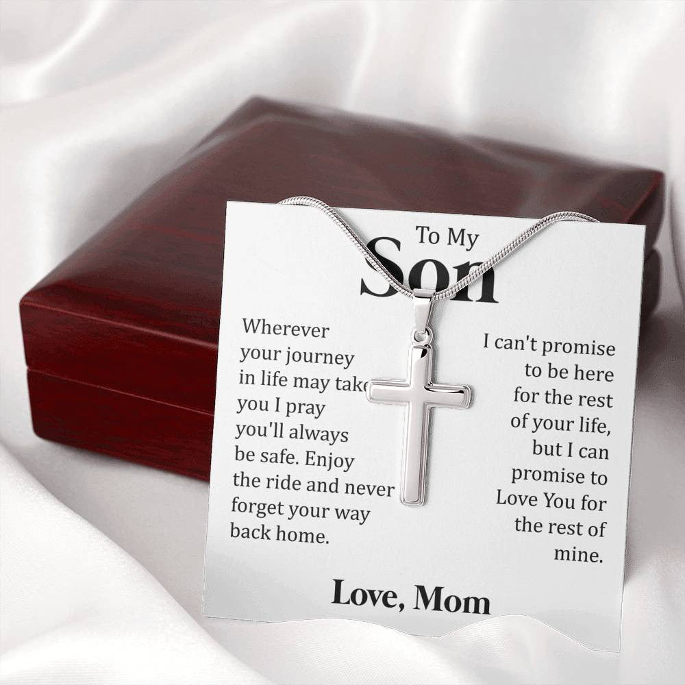 To My Son - I Pray You'll Always Be Safe, Love You For The Rest Of Mine- Special Gift For Son From Dad Mom - Cross Necklace Gift Idea