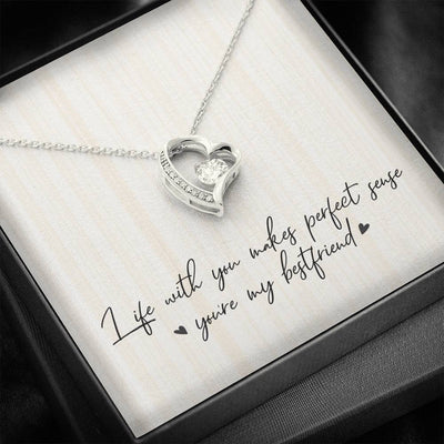 Best Friends Heart and Cubic Necklace Forever Love Necklace