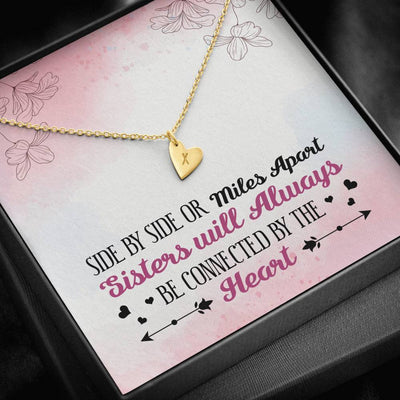 Gift To My Sister - Side By Side Sisters Apart - Sweetest Hearts Necklace Gift For Her Birthday