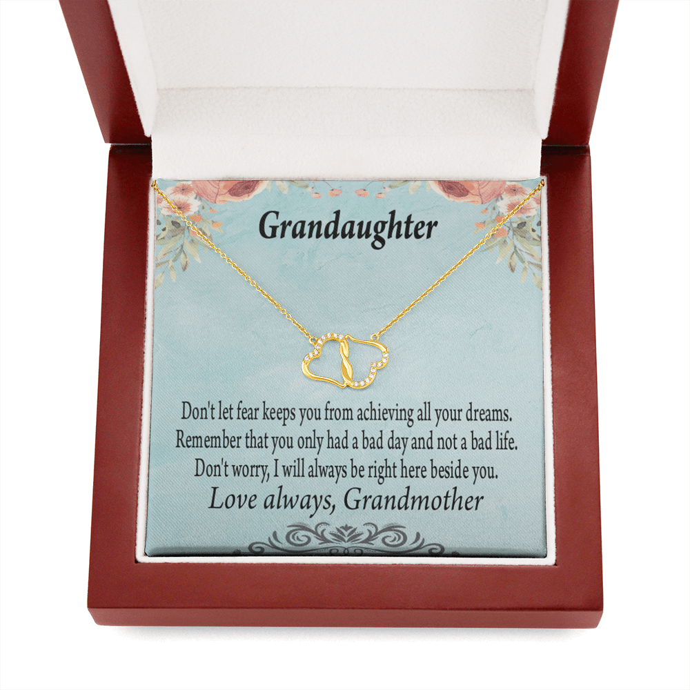 To My Granddaughter Grandma To Granddaughter Message Reach For Your Dreams Eternal Love 10K Solid Gold Heart Necklace Gift Set Diamonds Everlasting Love Luxury Box Gift From Him