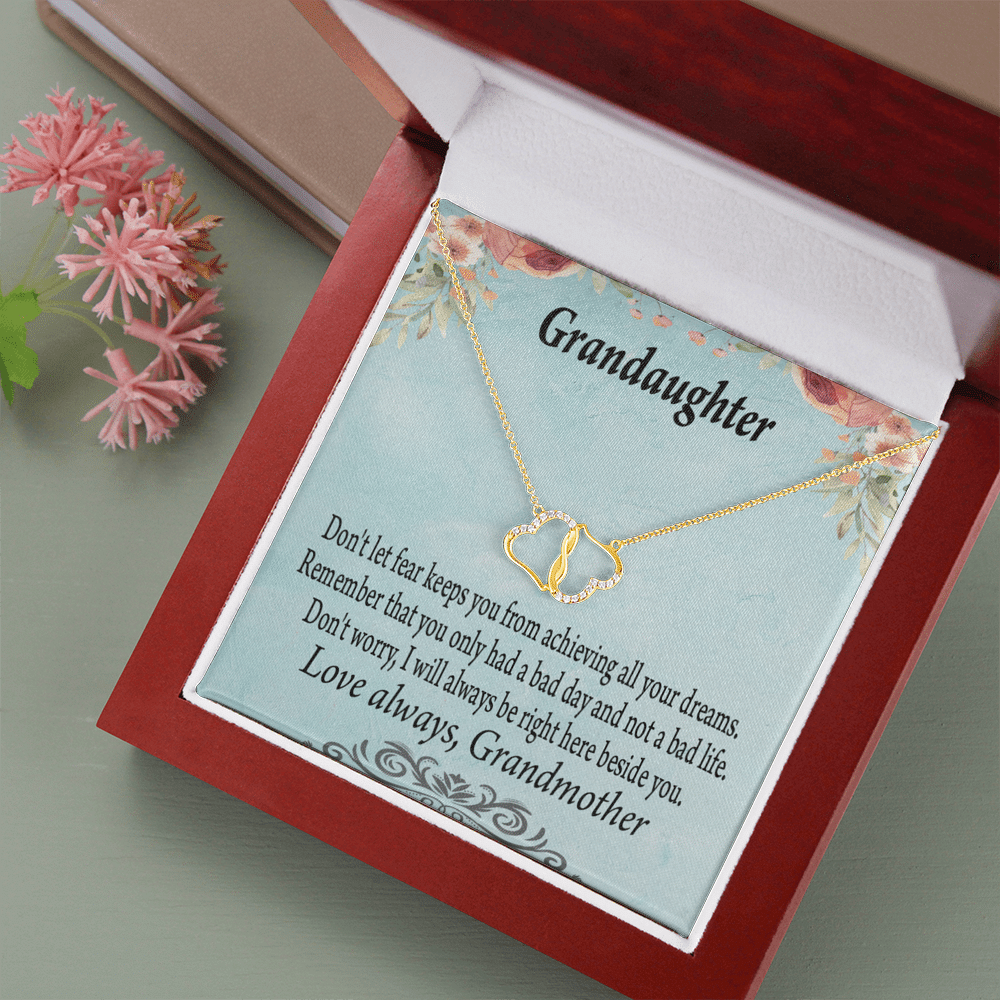 To My Granddaughter Grandma To Granddaughter Message Reach For Your Dreams Eternal Love 10K Solid Gold Heart Necklace Gift Set Diamonds Everlasting Love Luxury Box Gift From Him