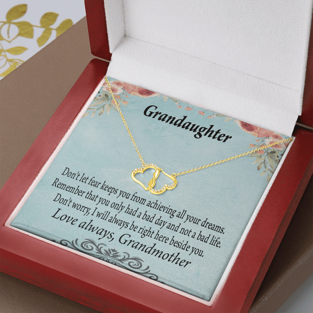 To My Granddaughter Grandma To Granddaughter Message Reach For Your Dreams Eternal Love 10K Solid Gold Heart Necklace Gift Set Diamonds Everlasting Love Luxury Box Gift From Him