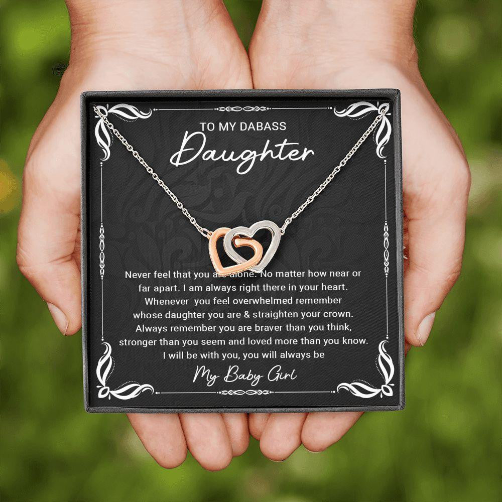 Interlocking Hearts Necklace, Gift for Daughter, Never Feel That You Are Alone