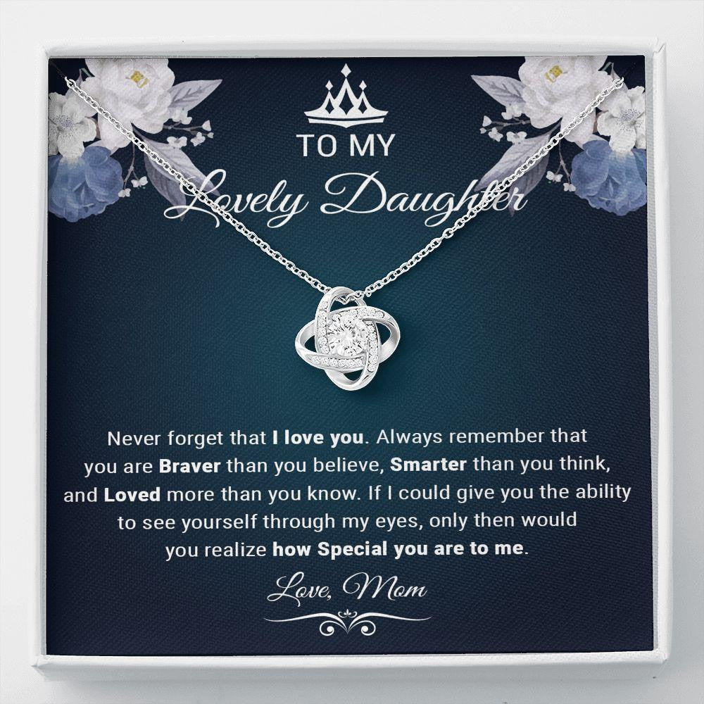 Love Knot Necklace, Gift For Daughter, Never Forget That I Love You
