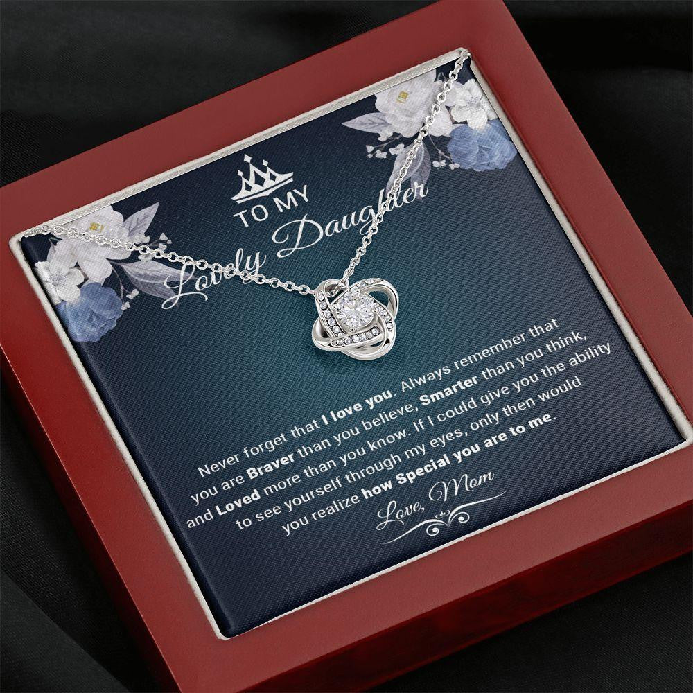 Love Knot Necklace, Gift For Daughter, Never Forget That I Love You