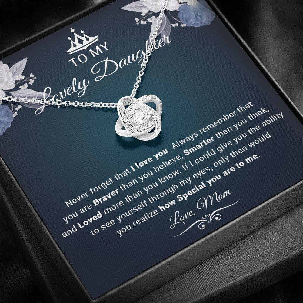 Love Knot Necklace, Gift For Daughter, Never Forget That I Love You