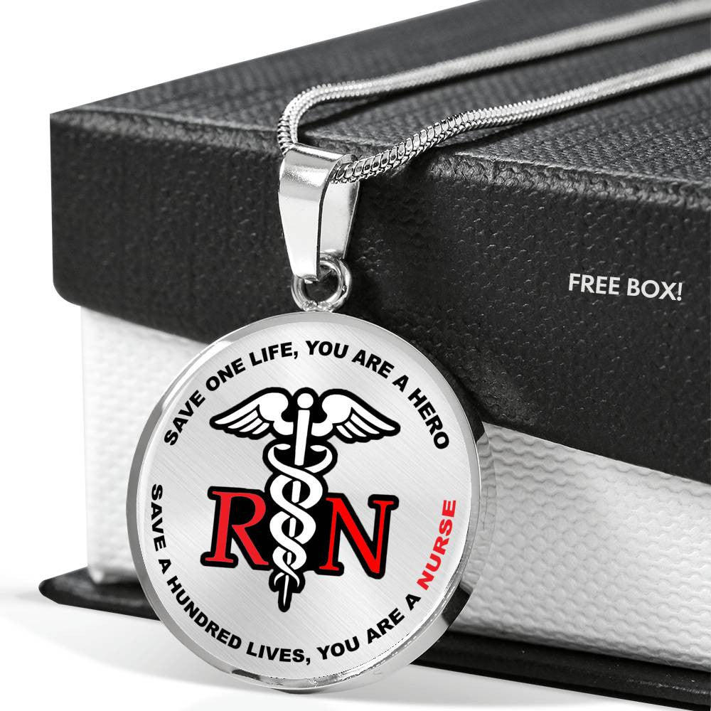 Proud Nurse Necklace Rn - Luxury Circle Pendant Necklace Perfect Gift Idea For Her/Him