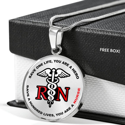 Proud Nurse Necklace Rn - Luxury Circle Pendant Necklace Perfect Gift Idea For Her/Him