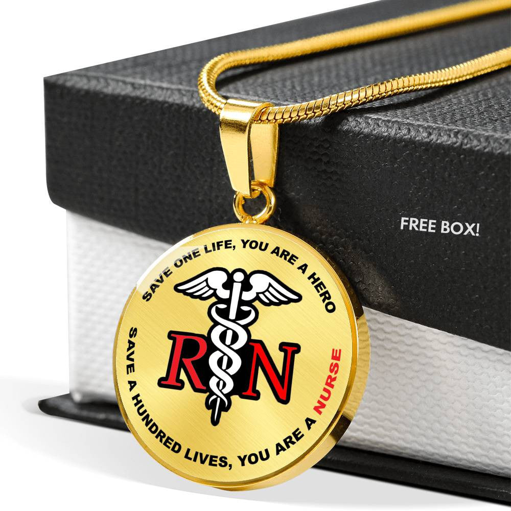 Proud Nurse Necklace Rn - Luxury Circle Pendant Necklace Perfect Gift Idea For Her/Him