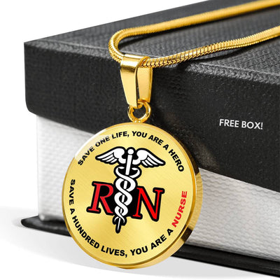 Proud Nurse Necklace Rn - Luxury Circle Pendant Necklace Perfect Gift Idea For Her/Him
