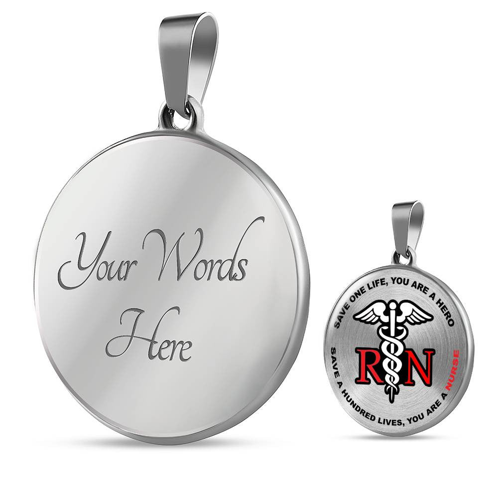 Proud Nurse Necklace Rn - Luxury Circle Pendant Necklace Perfect Gift Idea For Her/Him