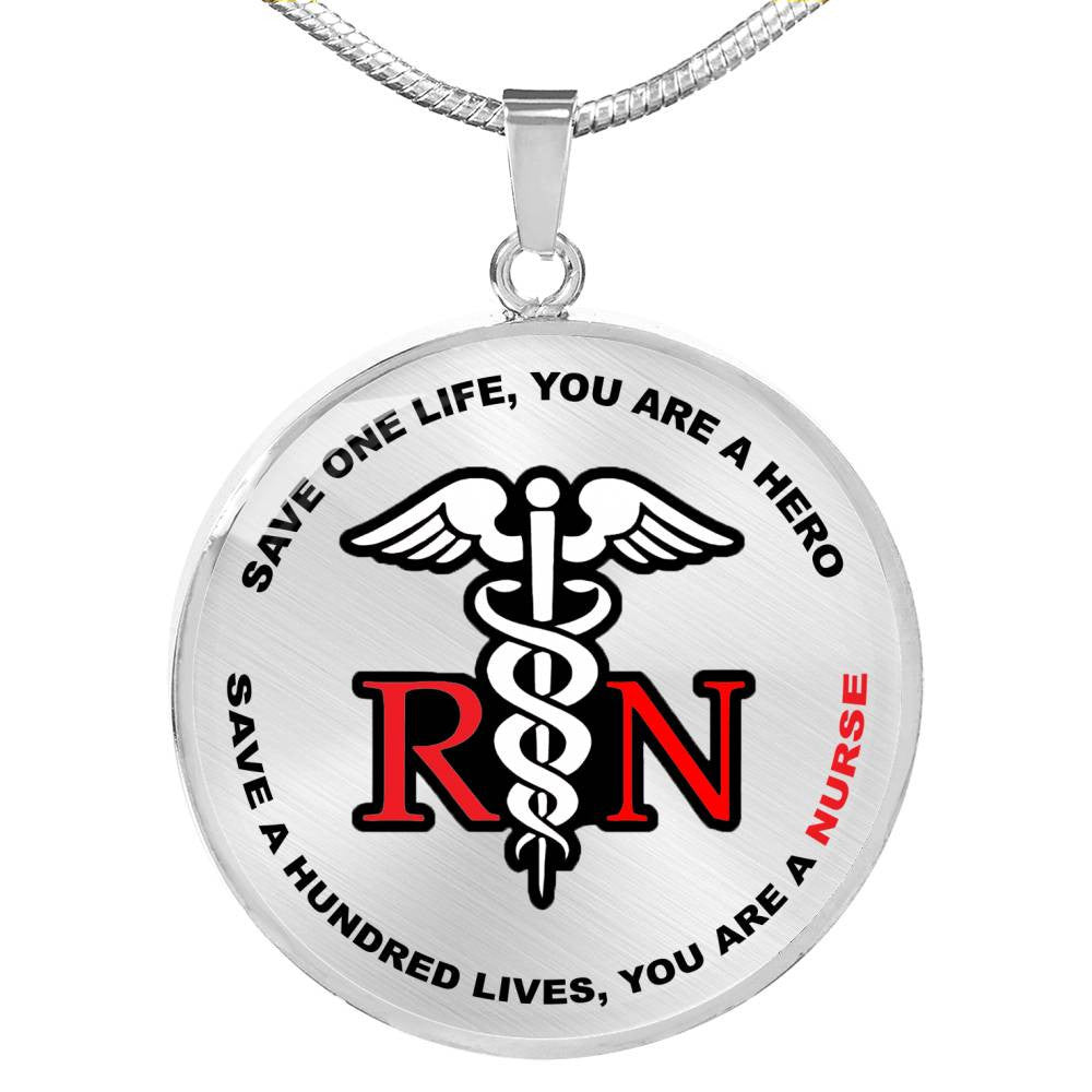 Proud Nurse Necklace Rn - Luxury Circle Pendant Necklace Perfect Gift Idea For Her/Him