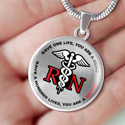 Proud Nurse Necklace Rn - Luxury Circle Pendant Necklace Perfect Gift Idea For Her/Him