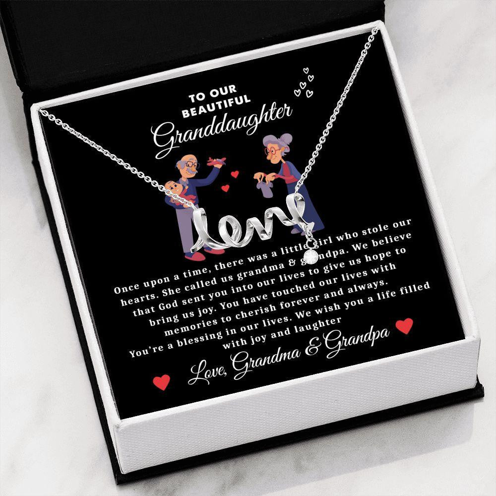 Grandparents To Little Granddaughter - Scripted Love Necklace with Message Card