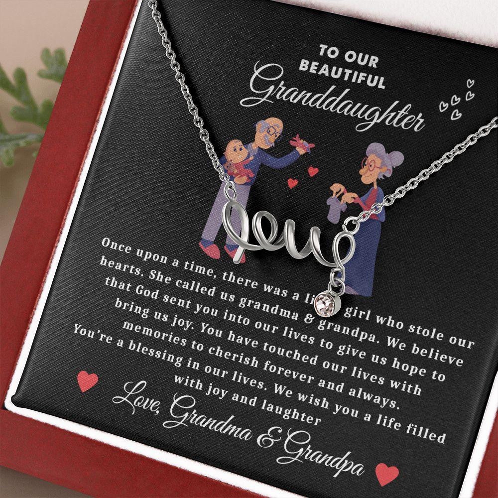 Grandparents To Little Granddaughter - Scripted Love Necklace with Message Card