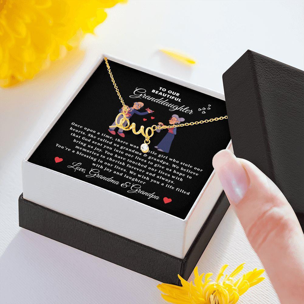 Grandparents To Little Granddaughter - Scripted Love Necklace with Message Card