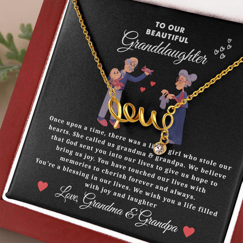 Grandparents To Little Granddaughter - Scripted Love Necklace with Message Card