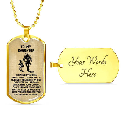 Keepsake Gift for Daughter from Dad - Luxury Dog Tag - Military Ball Chain