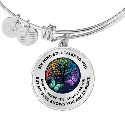 Butterfly Tree Of Life My Mind Still Talks To You Jewelry - Luxury Circle Bangle Bracelet Gift Idea