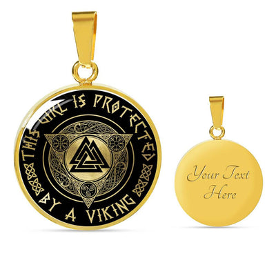 This Girl Is Protected By A Viking - Luxury Circle Pendant Necklace Perfect Gift Idea For Her/Him