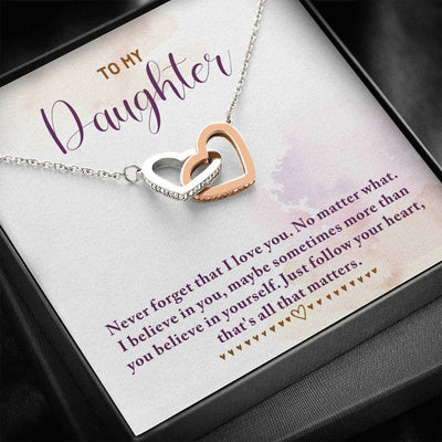 Luxury Gifts For Her - To My Daughter Love From Mom Mother's Day - Interlocking Heart Necklace Gift Idea