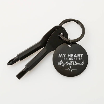 My Heart Belong To My Bestfriend Personalize Screwdriver Keychain, Custom Gift For Friend