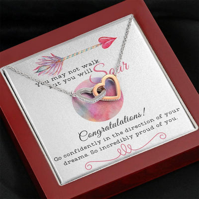 On Your Graduation - Congratulations, Go Confidently in the direction of your dreams - Interlocking Hearts Necklace Gift Idea