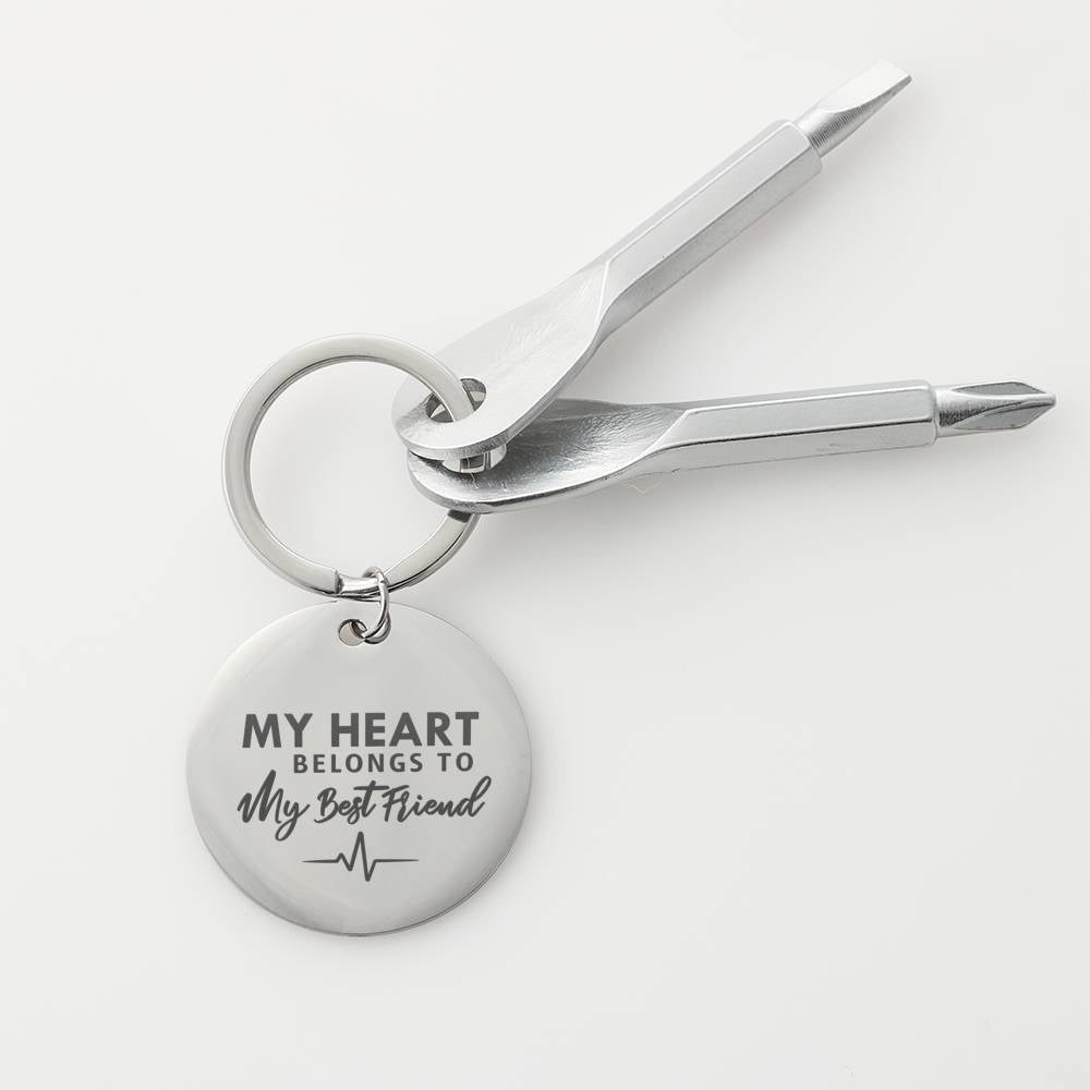 My Heart Belong To My Bestfriend Personalize Screwdriver Keychain, Custom Gift For Friend
