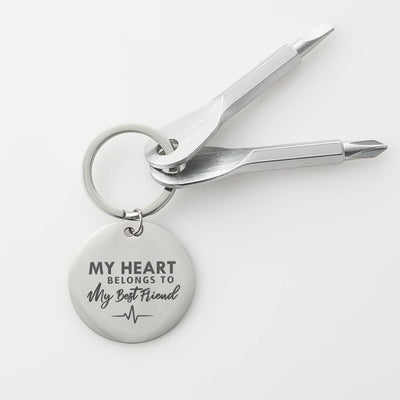 My Heart Belong To My Bestfriend Personalize Screwdriver Keychain, Custom Gift For Friend