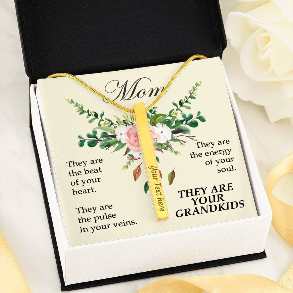 They are your grandkids - Engraved 2 sided stick bar necklace