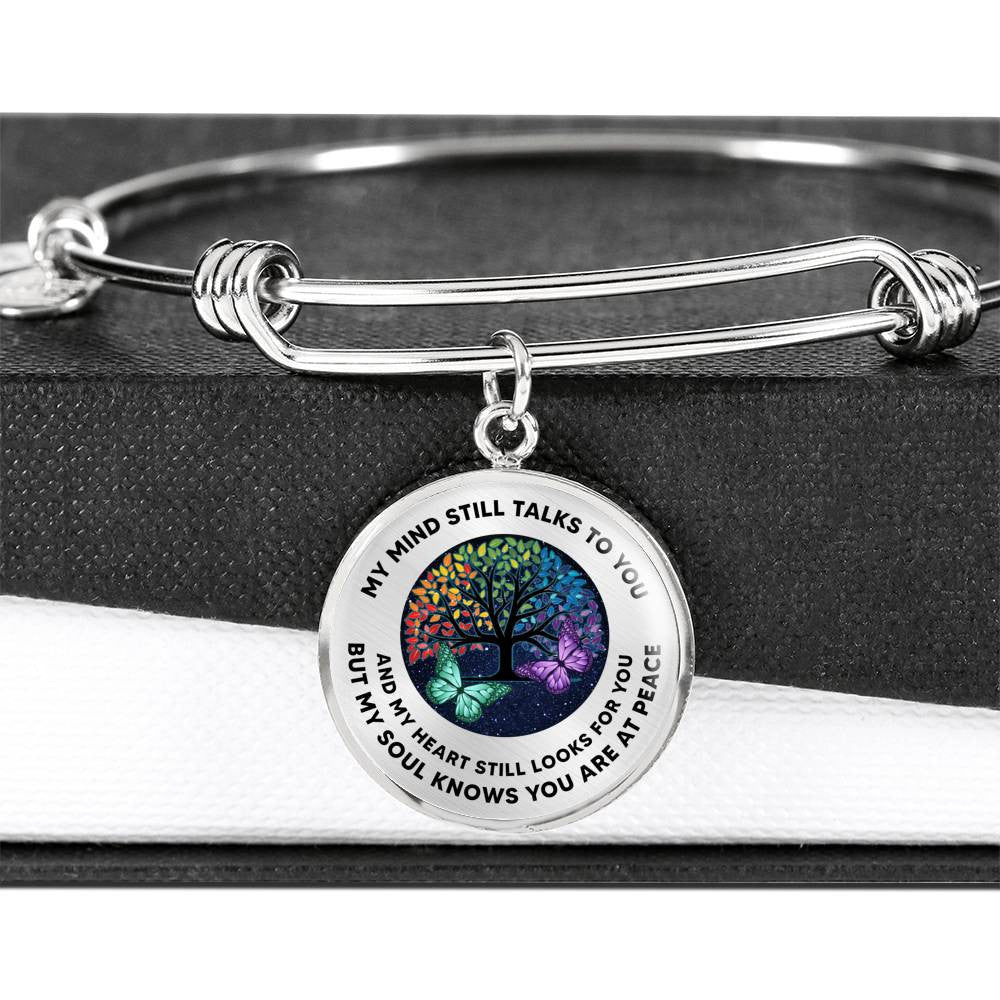 Butterfly Tree Of Life My Mind Still Talks To You Jewelry - Luxury Circle Bangle Bracelet Gift Idea