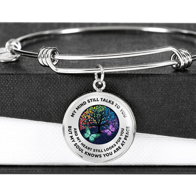 Butterfly Tree Of Life My Mind Still Talks To You Jewelry - Luxury Circle Bangle Bracelet Gift Idea
