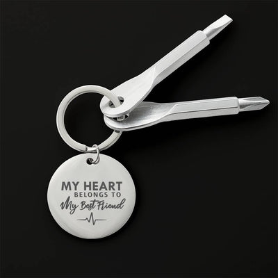 My Heart Belong To My Bestfriend Personalize Screwdriver Keychain, Custom Gift For Friend