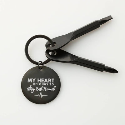 My Heart Belong To My Bestfriend Personalize Screwdriver Keychain, Custom Gift For Friend