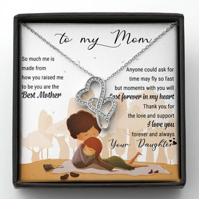 To my Mom You Are Best Mother - Mother's Day Gift From Daugther - Double Heart Necklace With Message Card