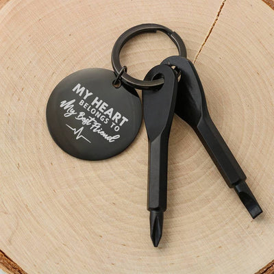My Heart Belong To My Bestfriend Personalize Screwdriver Keychain, Custom Gift For Friend