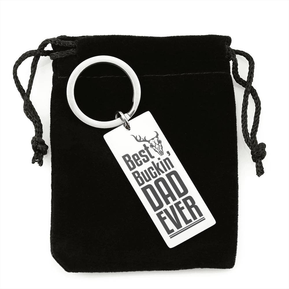Meanful Gift For Dad Father Day- Best Buckin' Dad Ever - Rectangle Keychain Gift For Men From Son Daughter