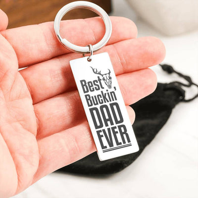 Meanful Gift For Dad Father Day- Best Buckin' Dad Ever - Rectangle Keychain Gift For Men From Son Daughter