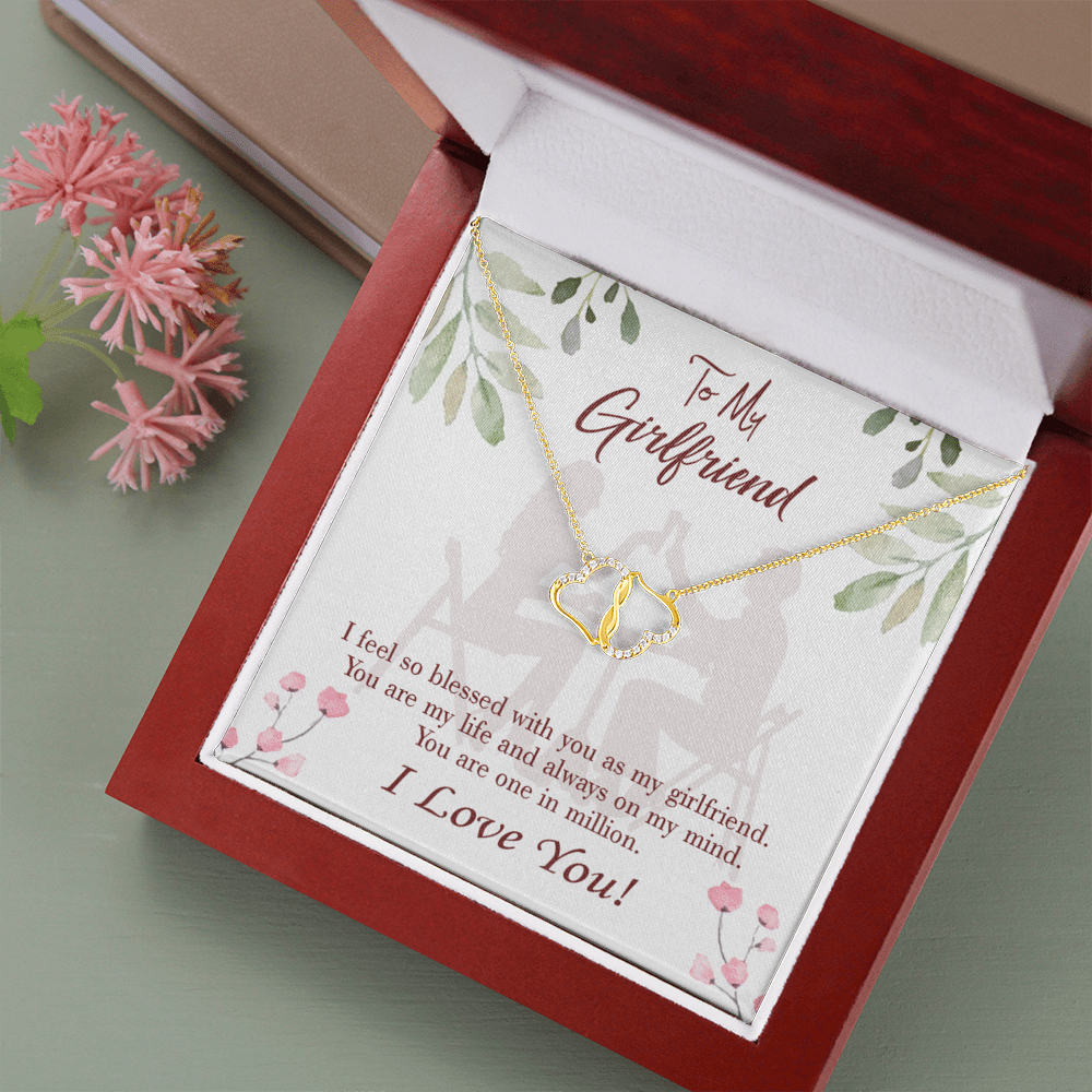 To My Girlfriend One In Million Eternal Love 10K Solid Gold Heart Necklace W Pav� Set Diamonds - Everlasting Love with Luxury Box & MC