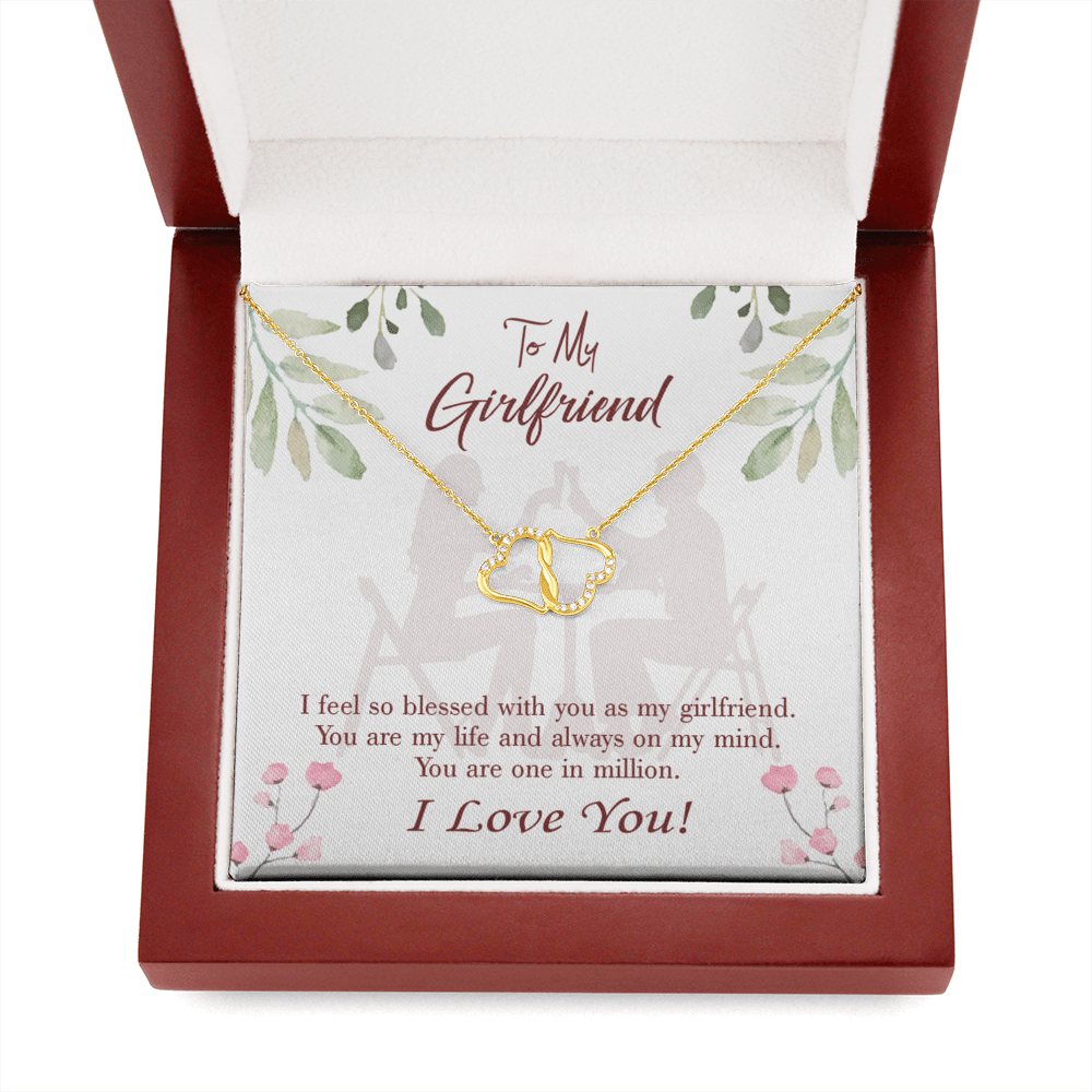 To My Girlfriend One In Million Eternal Love 10K Solid Gold Heart Necklace W Pav� Set Diamonds - Everlasting Love with Luxury Box & MC