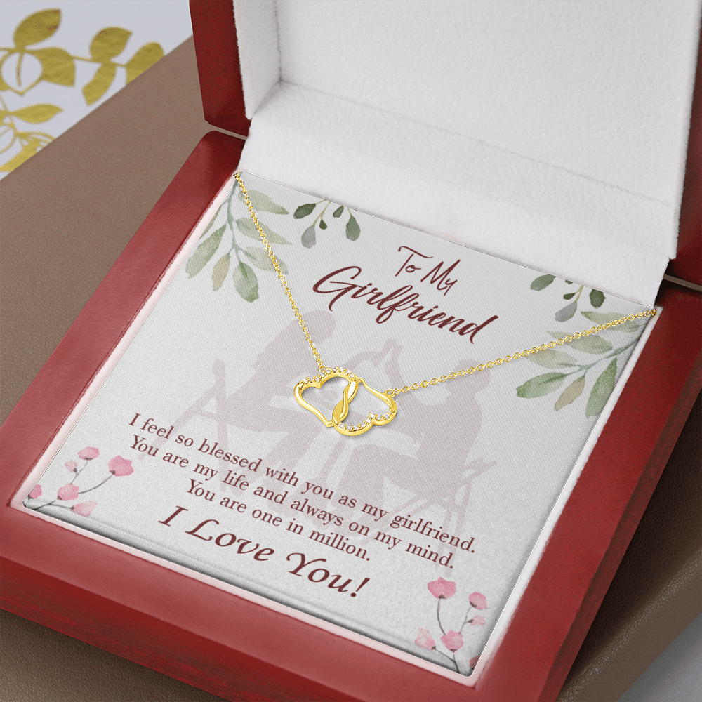 To My Girlfriend One In Million Eternal Love 10K Solid Gold Heart Necklace W Pav� Set Diamonds - Everlasting Love with Luxury Box & MC