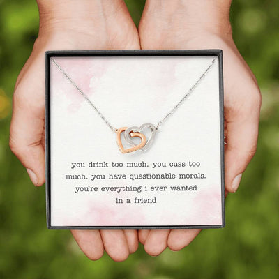 Friend Silver and Gold Necklace - Interlocking Hearts Necklace
