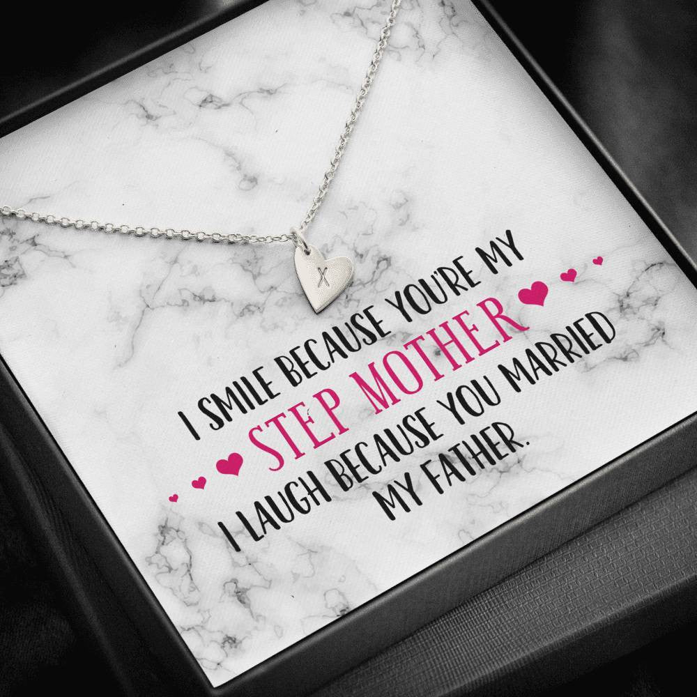 I Smile Because Youre My Step Mother, Gift For Step Mother Sweetest Hearts Necklace From Daughter In Law