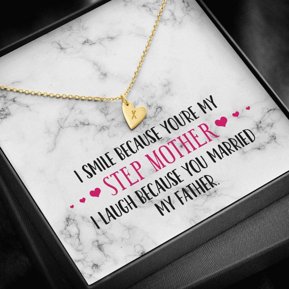 I Smile Because Youre My Step Mother, Gift For Step Mother Sweetest Hearts Necklace From Daughter In Law